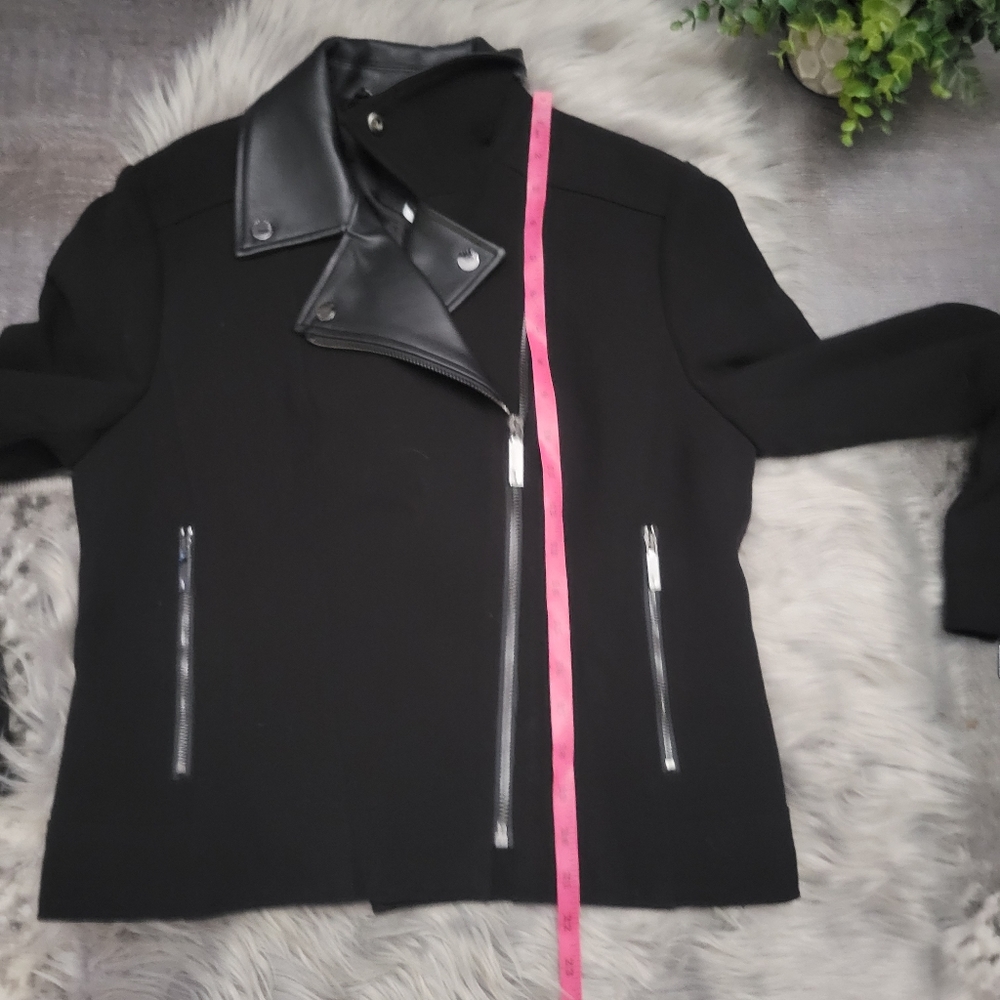 NWT TED BAKER Topas Faux Leather Collar Biker Zip Jacket size 3 - Picture 13 of 16